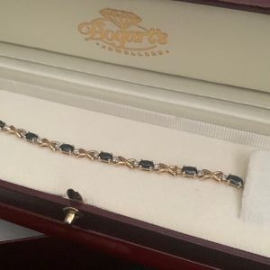 X and O Genuine Sapphire and Diamond Bracelet 10K yellow gold